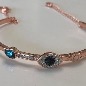 Duo Rose Gold Evil Eye Bangle